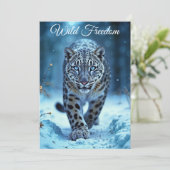 Invitation Snow léopard hiver majestueux prédateur aux yeux b (Debout devant)