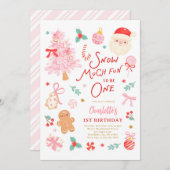 Invitation Snow Much Fun To Be One Christmas 1st Birthday (Devant / Derrière)