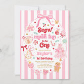 Invitation Snow Much Fun To Be One Christmas Bow Birthday (Devant)