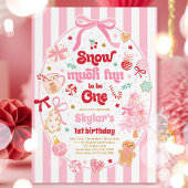 Invitation Snow Much Fun To Be One Christmas Bow Birthday
