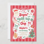 Invitation Snow Much Fun To Be One Christmas Bow Birthday (Devant)