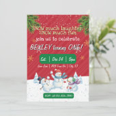 Invitation Snow much laughter Snow much Fun, 1st Birthday (Debout devant)