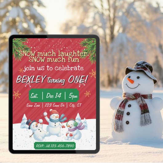 Invitation Snow much laughter Snow much Fun, 1st Birthday