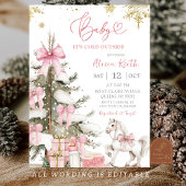 Invitation Snow Pink Girl Winter Baby Shower
