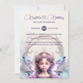 Invitation Snow princess rose fée magique hiver enchanté (Devant)