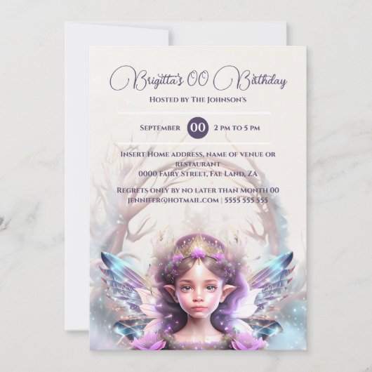 Invitation Snow princess rose fée magique hiver enchanté (Devant)