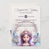 Invitation Snow princess rose fée magique hiver enchanté (Devant / Derrière)