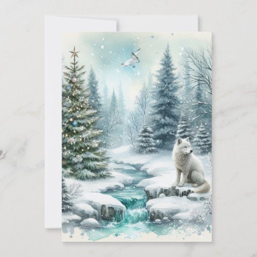 Invitation Snow Scene with Fox Winter Solstice Dinner (Dos)