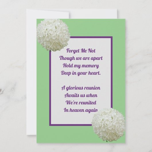 Invitation Snowball Bush Love Memory Photo Card (Dos)