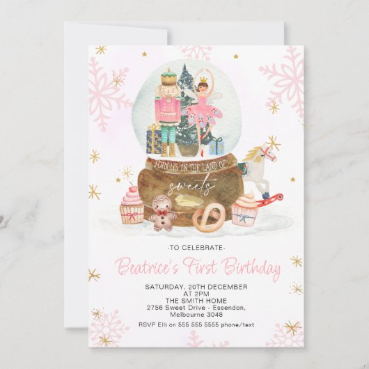 Invitation Snowball Globe Nutcracker Sugar Plum Fairy Sweets (Devant)