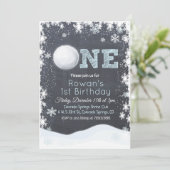 Invitation Snowball Winter Boy 1er premier anniversaire Invit (Debout devant)