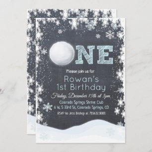 Invitation Snowball Winter Boy 1er premier anniversaire Invit