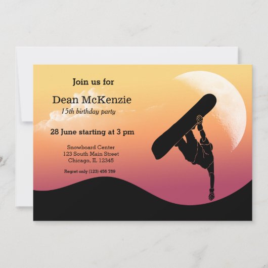 Invitation Snowboard (Devant)