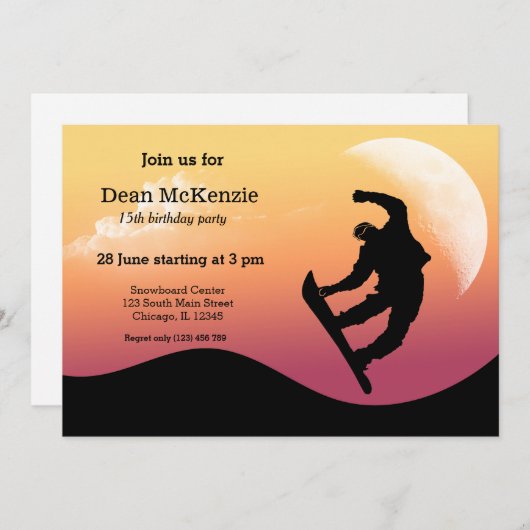 Invitation Snowboard (Devant / Derrière)