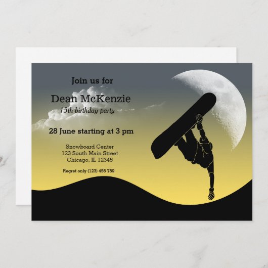 Invitation Snowboard (Devant / Derrière)