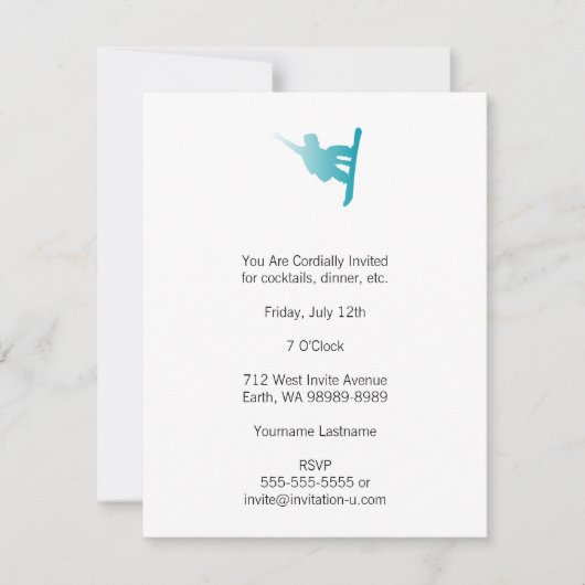 Invitation snowboardeur bleu dégradé (Devant)