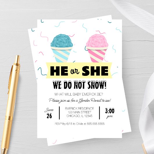 Invitation Snowcone Genre Revela Party