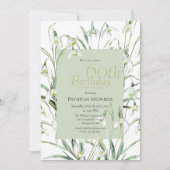 Invitation Snowdrop 60th Birthday Watercolor Botanical Green (Devant)