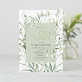 Invitation Snowdrop 60th Birthday Watercolor Botanical Green (Debout devant)