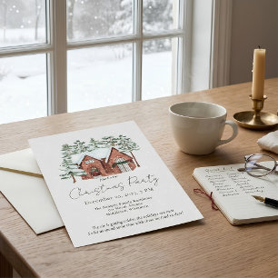 Invitation Snowfall Nordic Farmhouse Pines fête de Noël