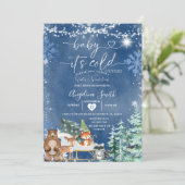 Invitation Snowflake blanc froid à l'extérieur du Baby shower (Debout devant)