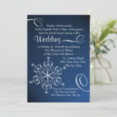 Invitation Snowflake Blue Elegance Mariage d'hiver (Debout devant)