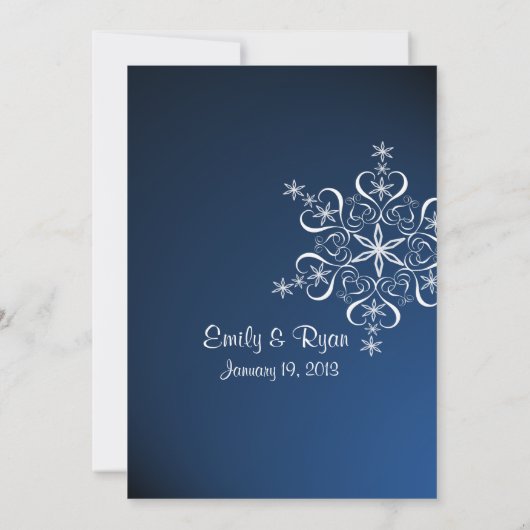 Invitation Snowflake Blue Elegance Mariage d'hiver (Dos)