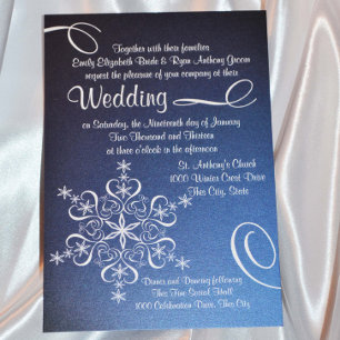 Invitation Snowflake Blue Elegance Mariage d'hiver
