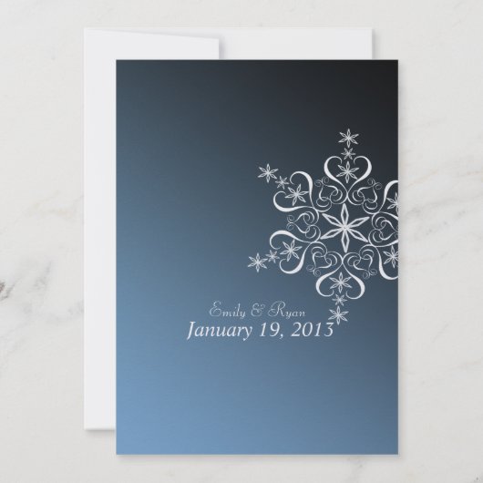 Invitation Snowflake Blue Elegance Mariage d'hiver (Dos)