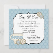 Invitation Snowflake Blue Polka Point Sip et voir (Devant)