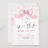Invitation Snowflake Bow baby shower  (Devant)