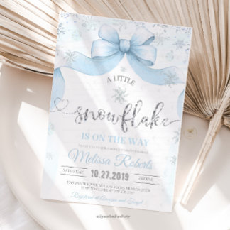 Invitation Snowflake Bow baby shower 