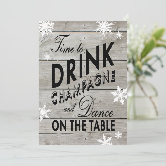 Invitation Snowflake Couple's Shower Time to Drink Champagne