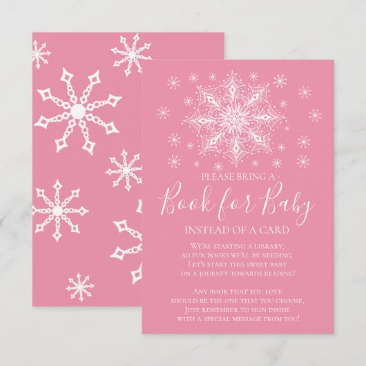 Invitation Snowflake Girls Baby shower Book for Baby (Devant / Derrière)