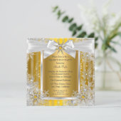 Invitation Snowflake Gold Silver Bow Winter Wonderland Party (Debout devant)