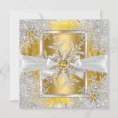 Invitation Snowflake Gold Silver Bow Winter Wonderland Party (Dos)