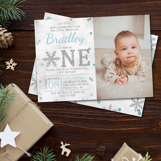 Invitation Snowflake Hiver 1er anniversaire Photo