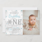 Invitation Snowflake Hiver 1er anniversaire Photo (Devant)