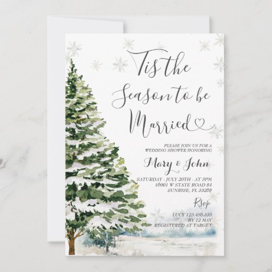 Invitation Snowflake hiver Noël Arbre Mariage (Devant)