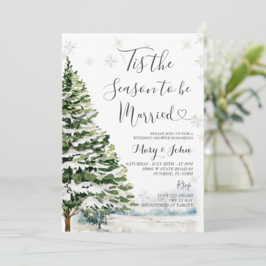 Invitation Snowflake hiver Noël Arbre Mariage (Debout devant)