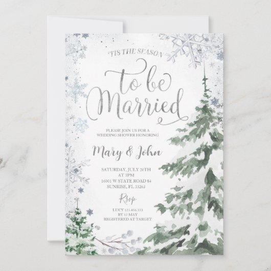 Invitation Snowflake hiver Noël Arbre Mariage (Devant)