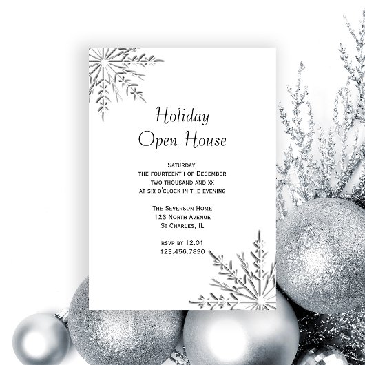 Invitation Snowflake Holiday Open House Party