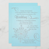 Invitation Snowflake Ice Blue et Silver Mariage d'hiver (Devant / Derrière)