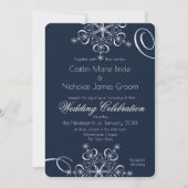 Invitation Snowflake Marine Blue Elegance Mariage d'hiver (Devant)
