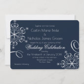 Invitation Snowflake Marine Blue Elegance Mariage d'hiver (Devant)