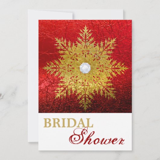 Invitation Snowflake or rouge mariage d'hiver nuptiale douche (Devant)