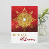 Invitation Snowflake or rouge mariage d'hiver nuptiale douche (Debout devant)