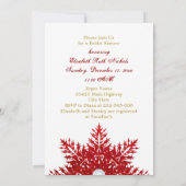 Invitation Snowflake or rouge mariage d'hiver nuptiale douche (Dos)