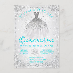 Invitation Snowflake Quinceanera de la région des merveilles