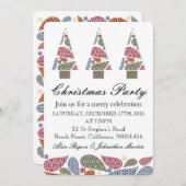 Invitation Snowflake Teardrops Tree Noël Party Invitatiatiati (Devant / Derrière)